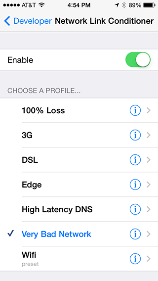 iOS 7 Settings: Link Conditioner