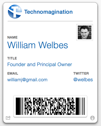 William Welbes's Business Card Passbook Pass